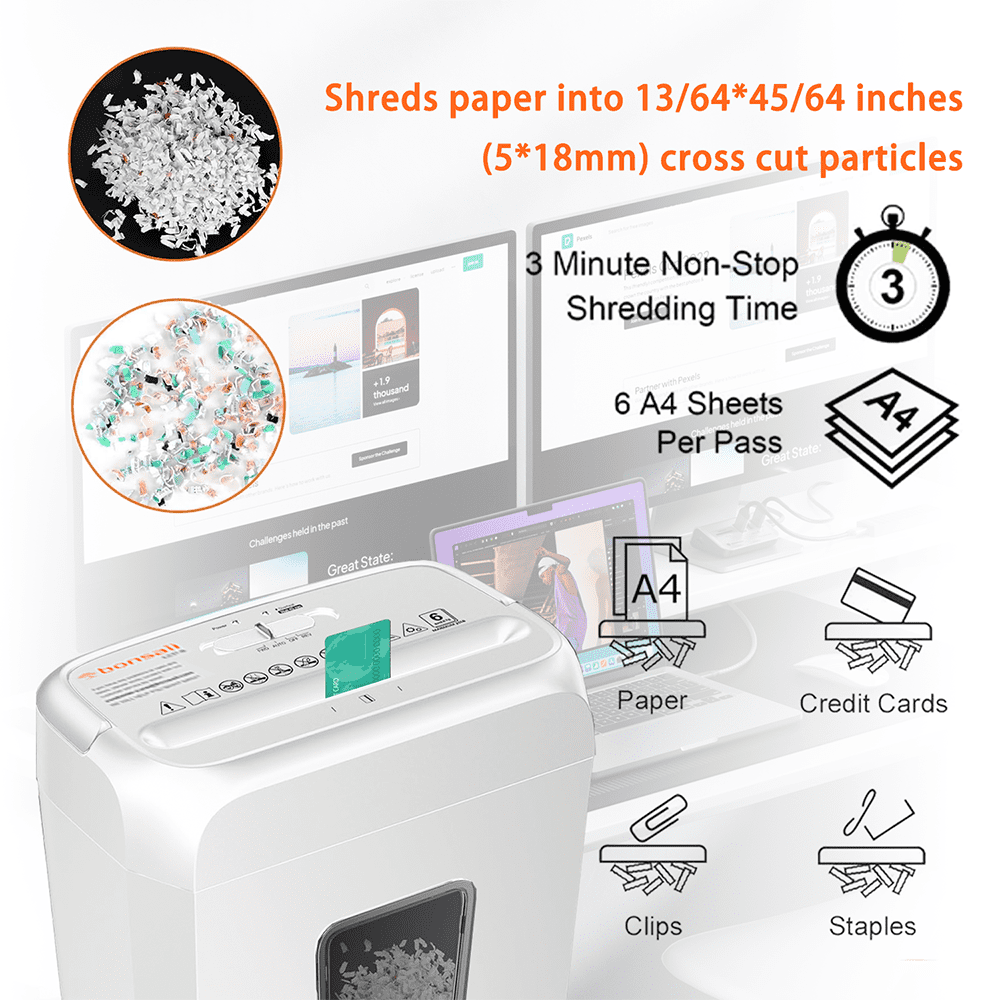Bonsaii Crosscut Paper Shredder, High-Security P-4 Personal Document Destroyer (White, 3.4 Gallon) w5cwh