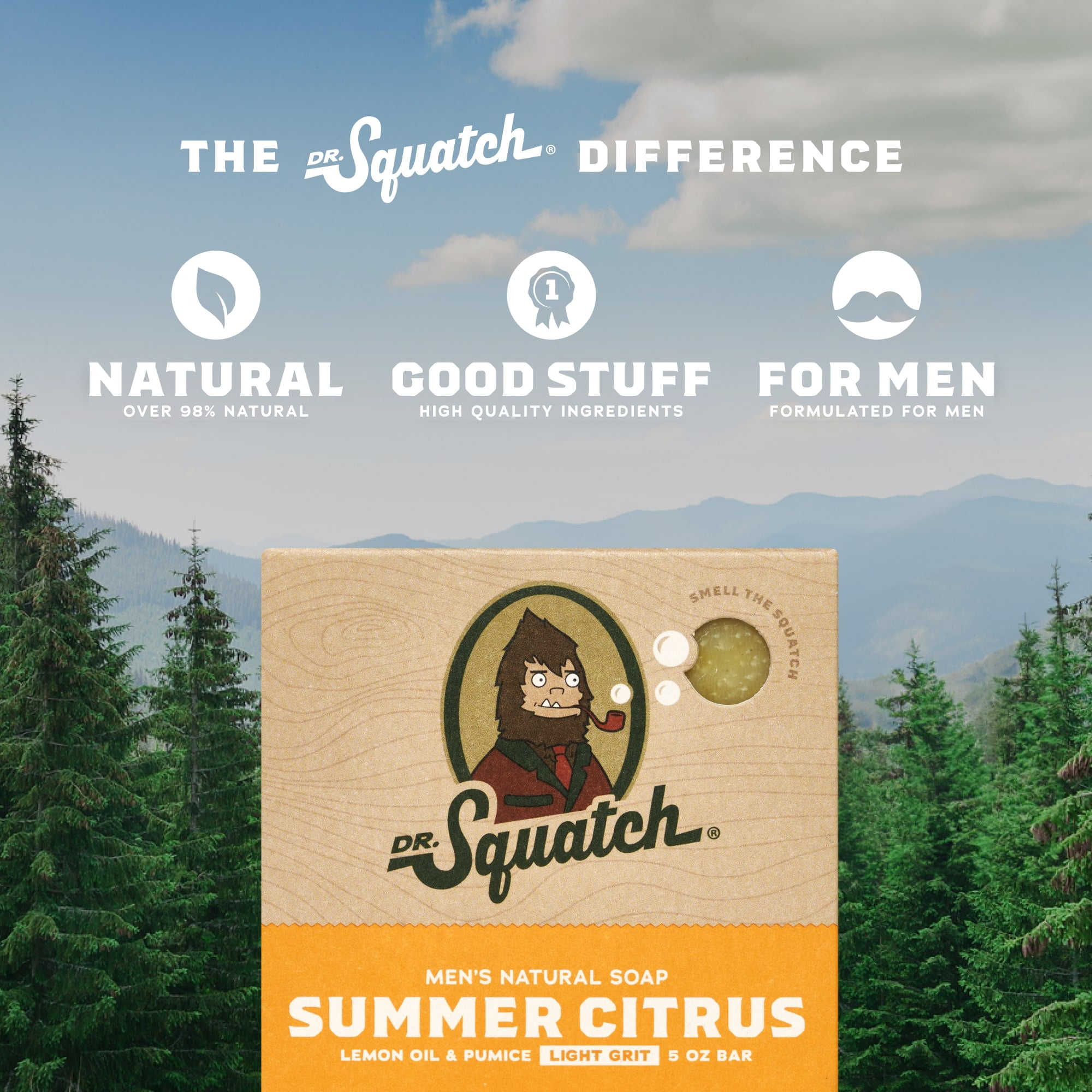 Dr. Squatch Men's Soap, Natural Exfoliating Bar Soap with Summer Citrus Scent (5 oz) k49pm