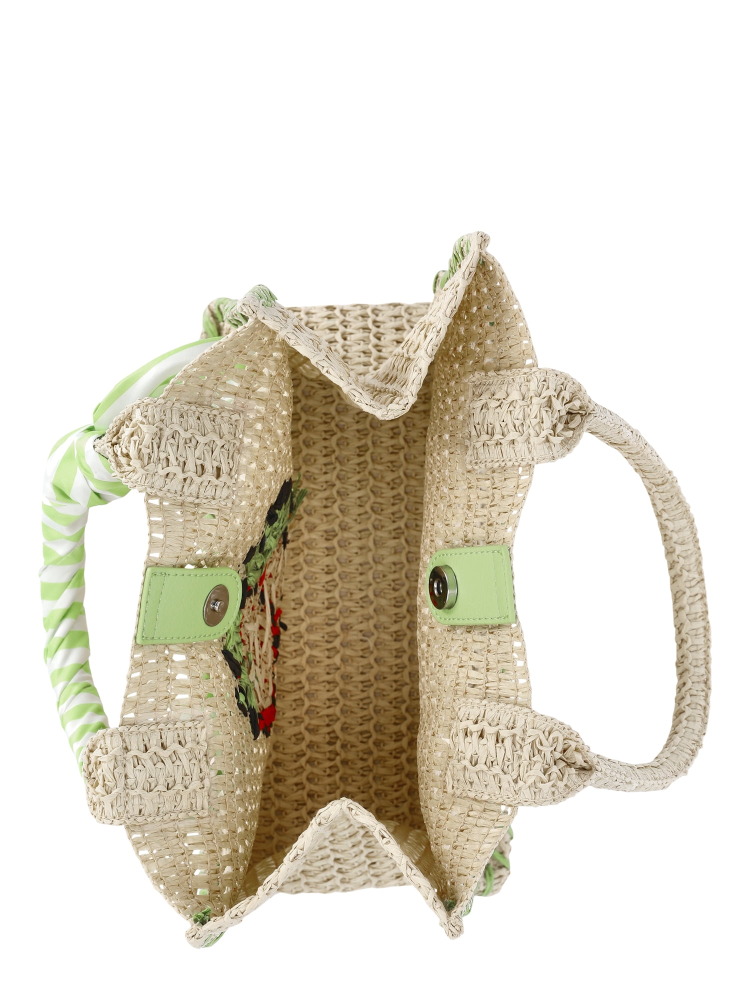 No Boundaries Women's Beach Icons Mini Straw Tote Bag (Natural, 10 in x 11.75 in x 6.25 in) jfxjg