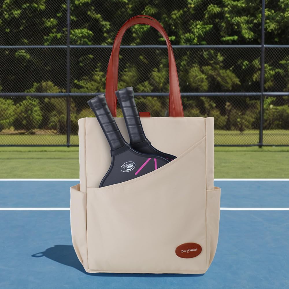 Luzz Pickleball Tennis Tote Bag Versatile Sports Shoulder Bag for Men and Women (Cream, 15 in x 13 in x 6 in) abm7p