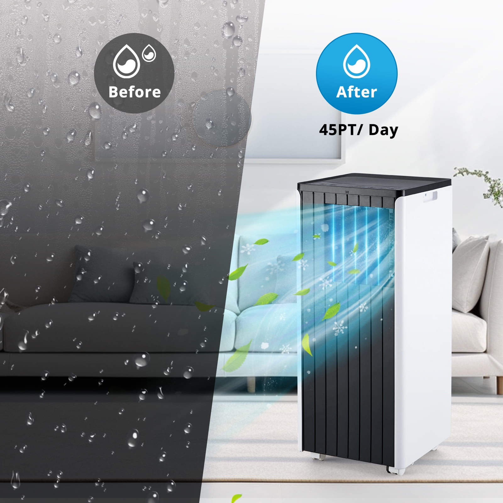 COZONY Portable Air Conditioner 8000 BTU 3-in-1 Cooling Dehumidifier and Fan (Black, 350 Sq.Ft) uy5i5