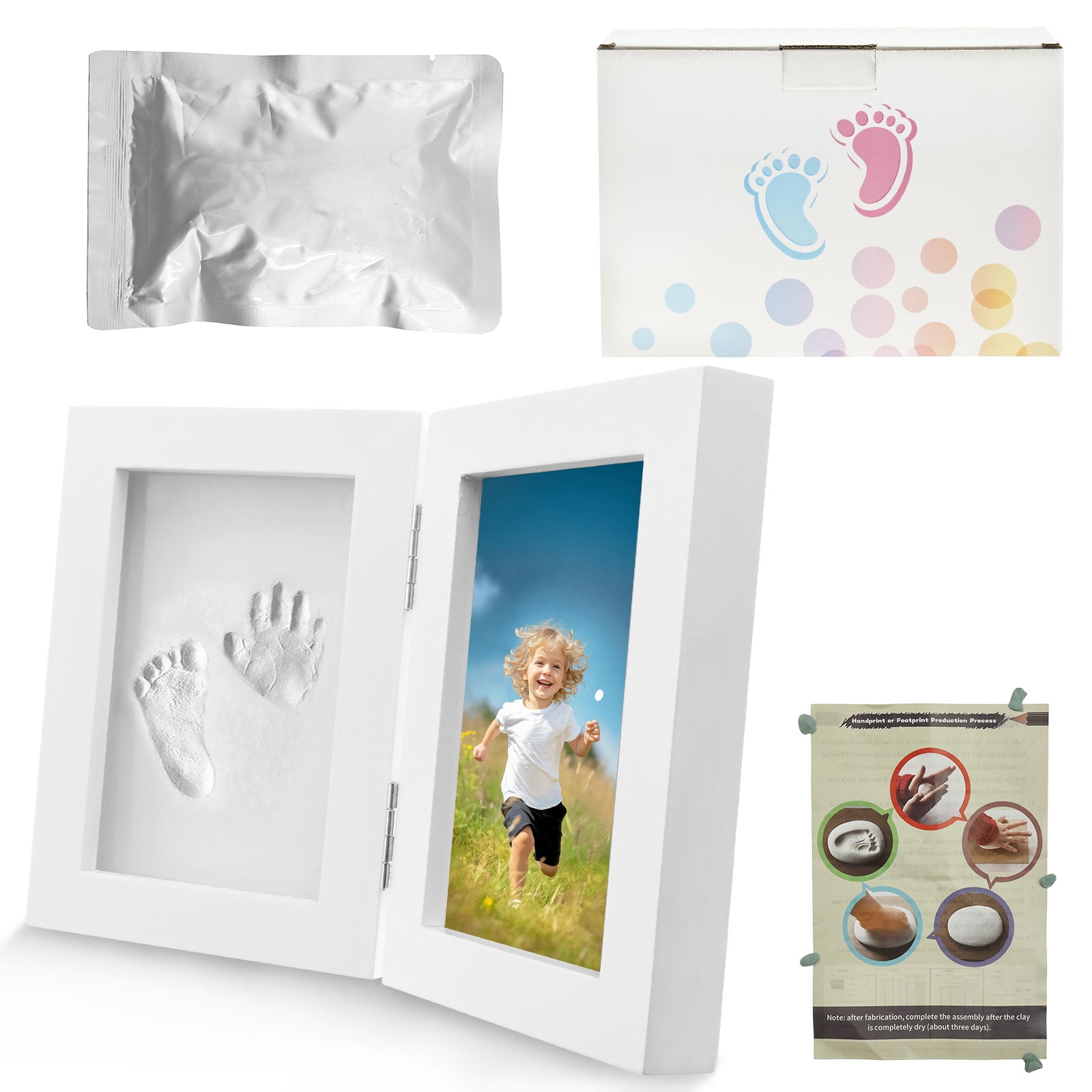 Keyohome Baby Handprint and Footprint Keepsake Frame Kit (White, 12 in x 9 in) qgz9j