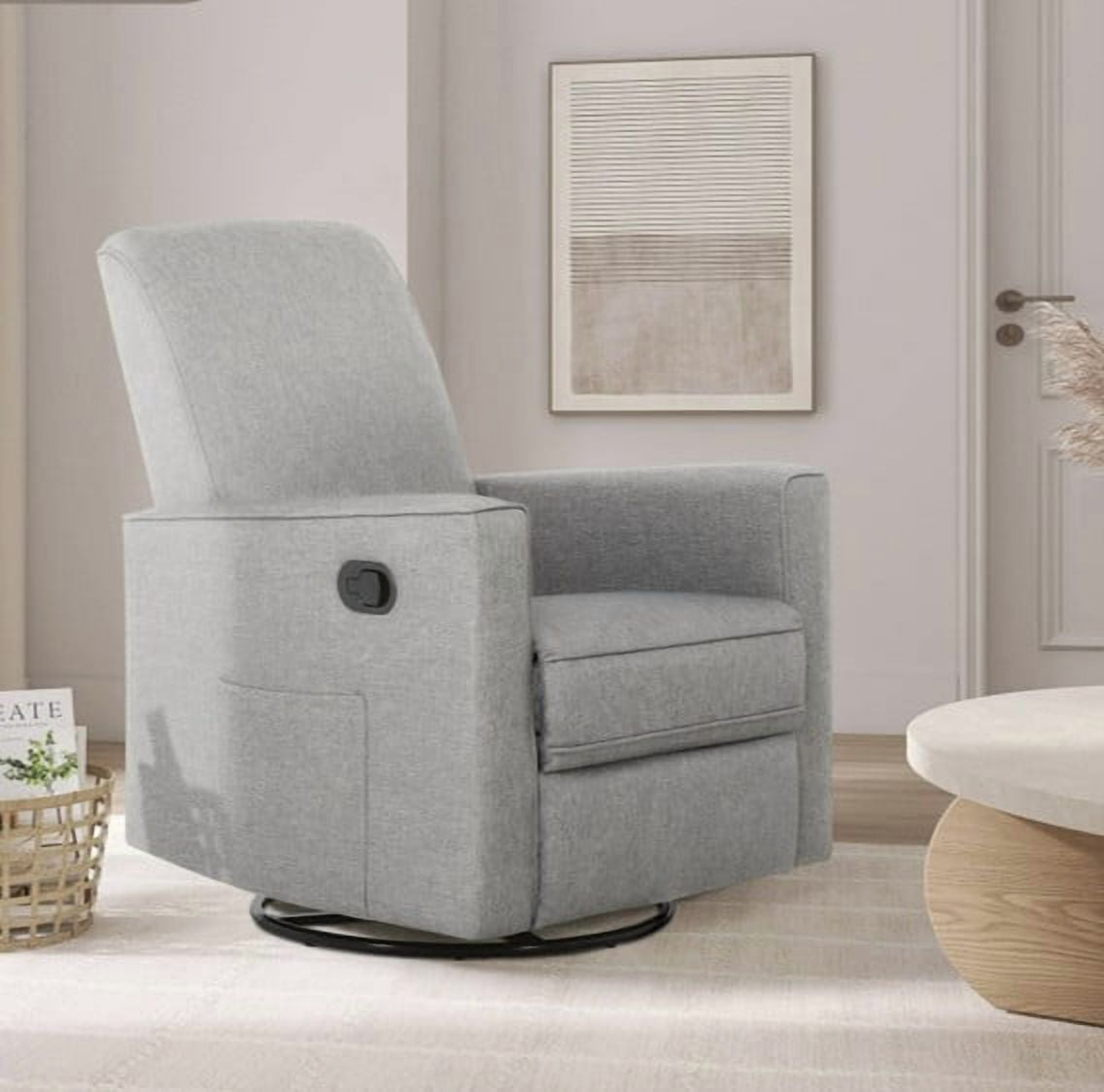Evolur Raleigh Nursery Glider Recliner and Rocking Chair (Light Gray, 250 lb Capacity) pqmba