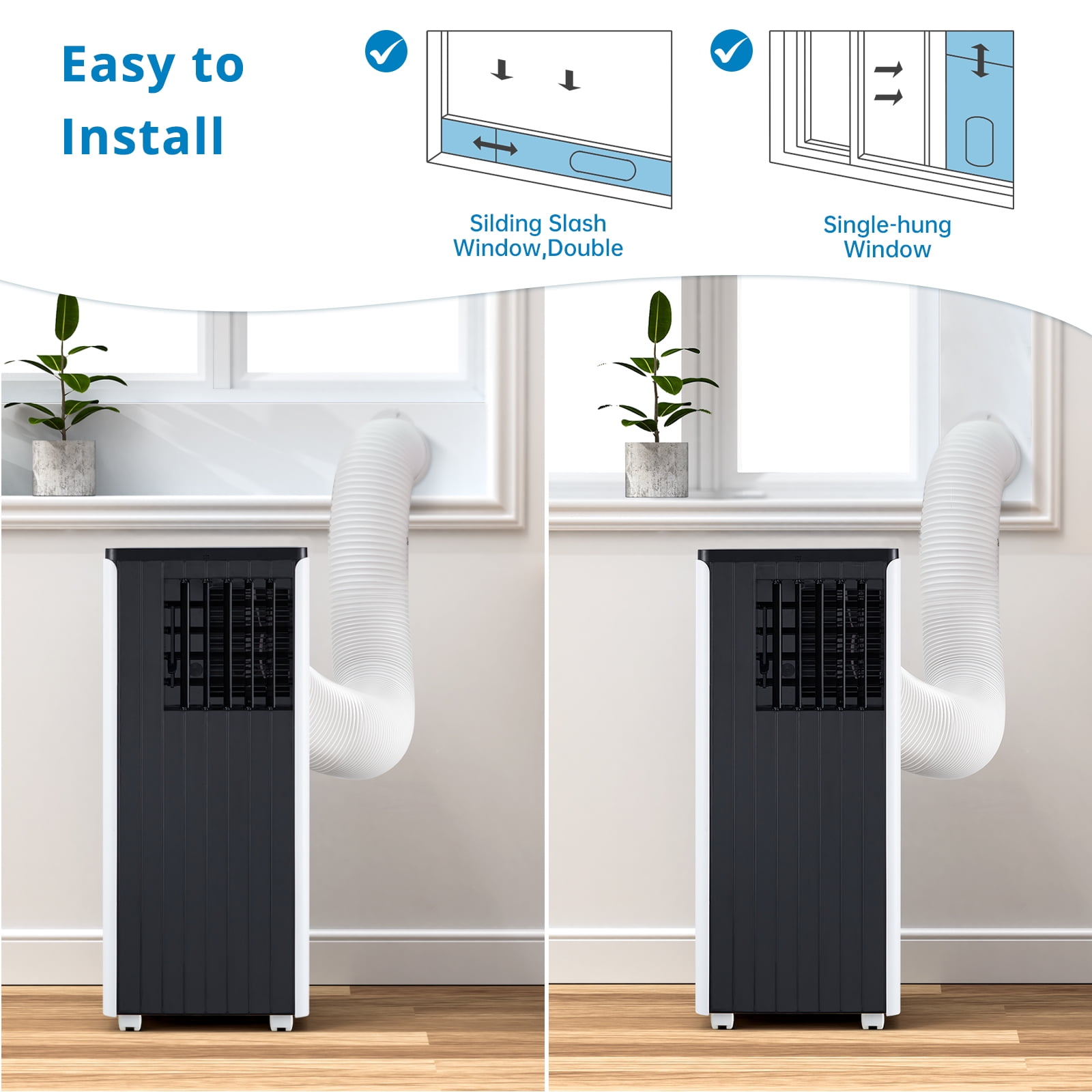 COZONY Portable Air Conditioner 8000 BTU 3-in-1 Cooling Dehumidifier and Fan (Black, 350 Sq.Ft) uy5i5