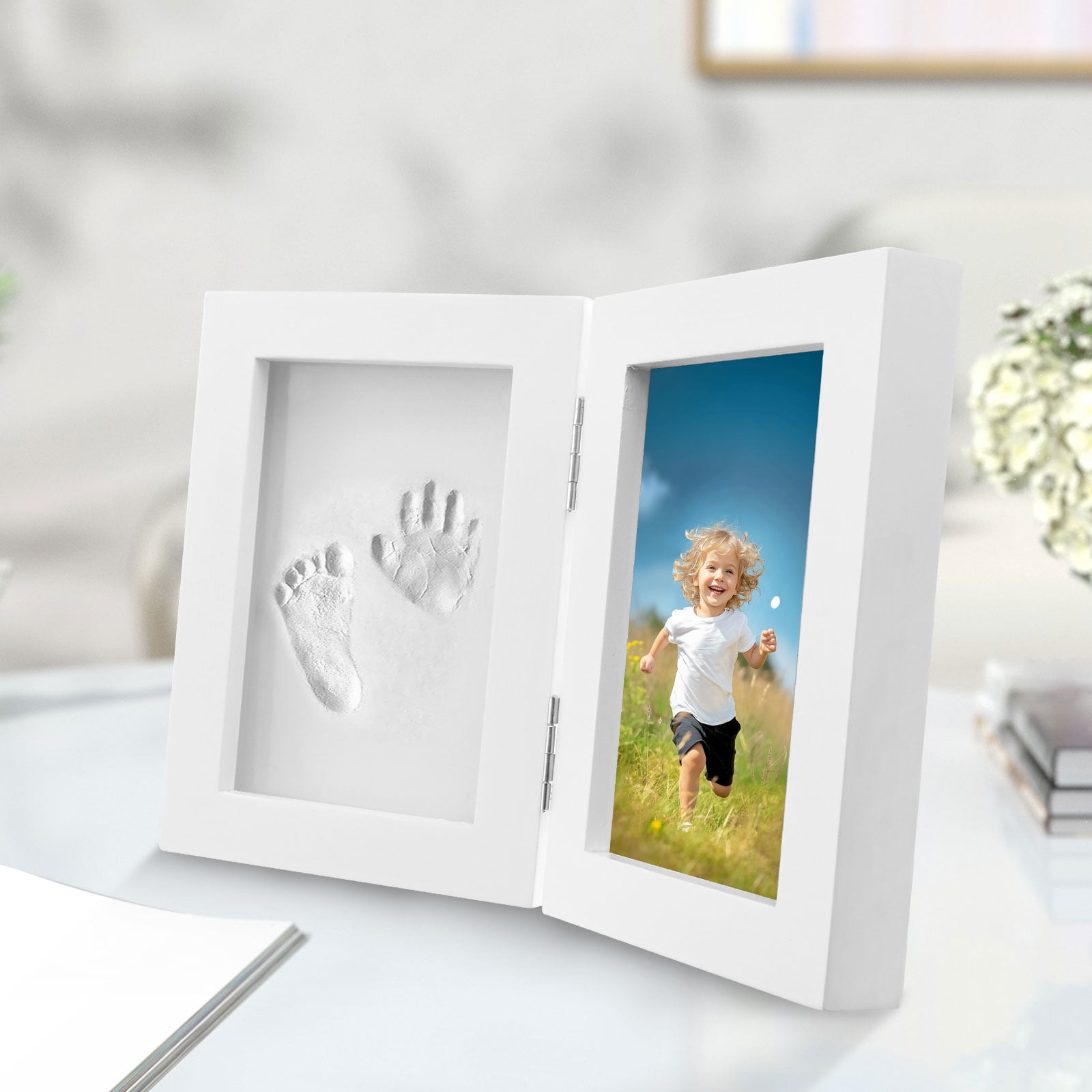 Keyohome Baby Handprint and Footprint Keepsake Frame Kit (White, 12 in x 9 in) qgz9j