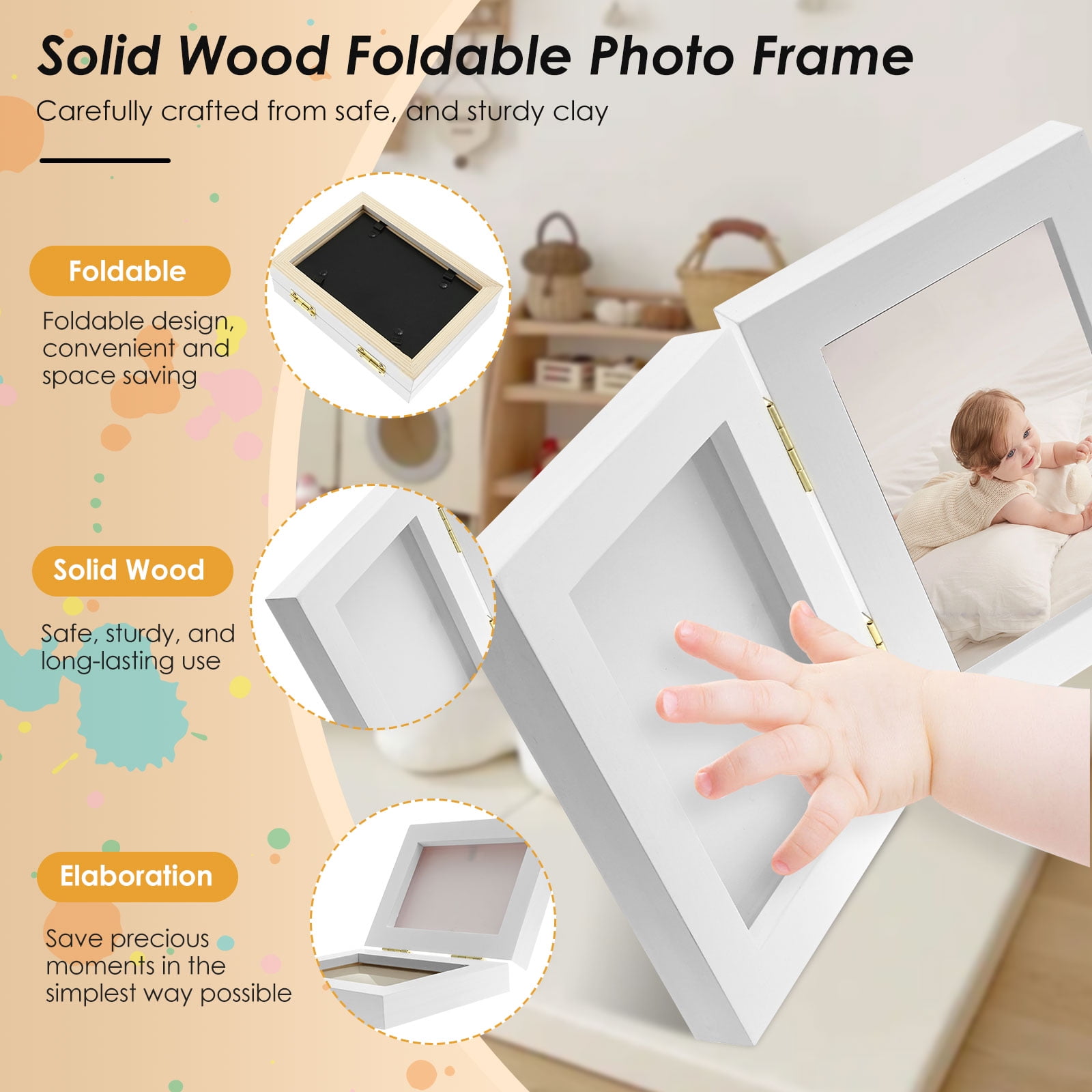 Keyohome Baby Handprint and Footprint Keepsake Frame Kit (White, 12 in x 9 in) qgz9j