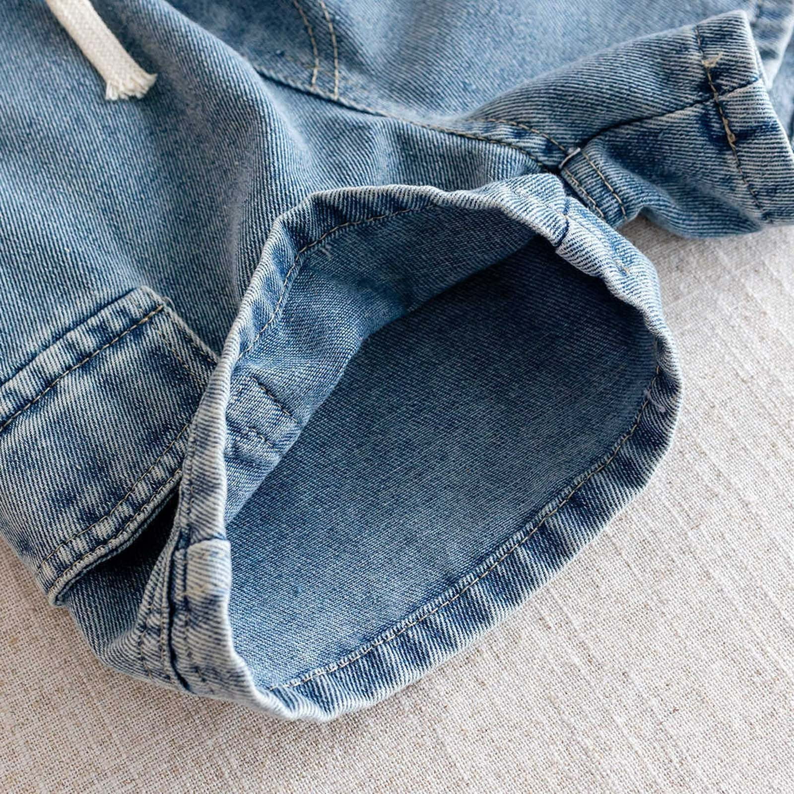 Generic Toddler Boys Denim Cargo Shorts Elastic Waist Drawstring Soft Jean Bottoms (Blue, 2T-12Y) 9w8dj