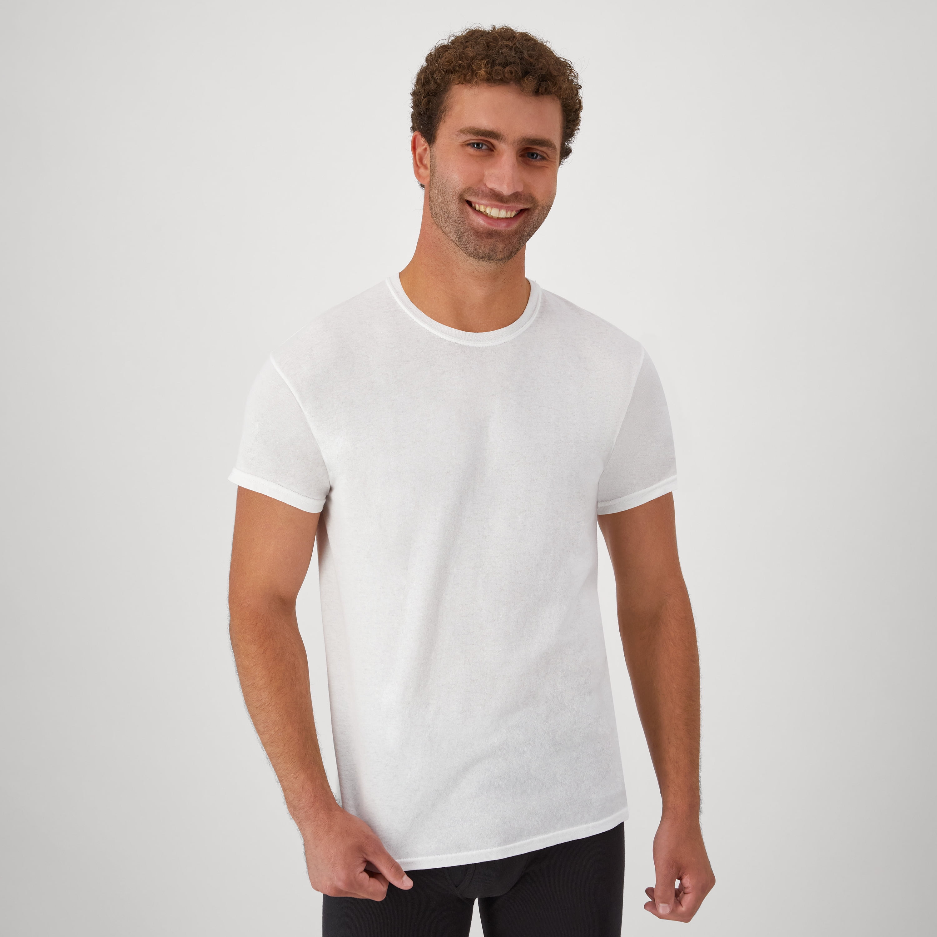 Hanes Men's Crewneck Undershirt Moisture-Wicking T-Shirt (White, L, 3 Pack) k4k4g