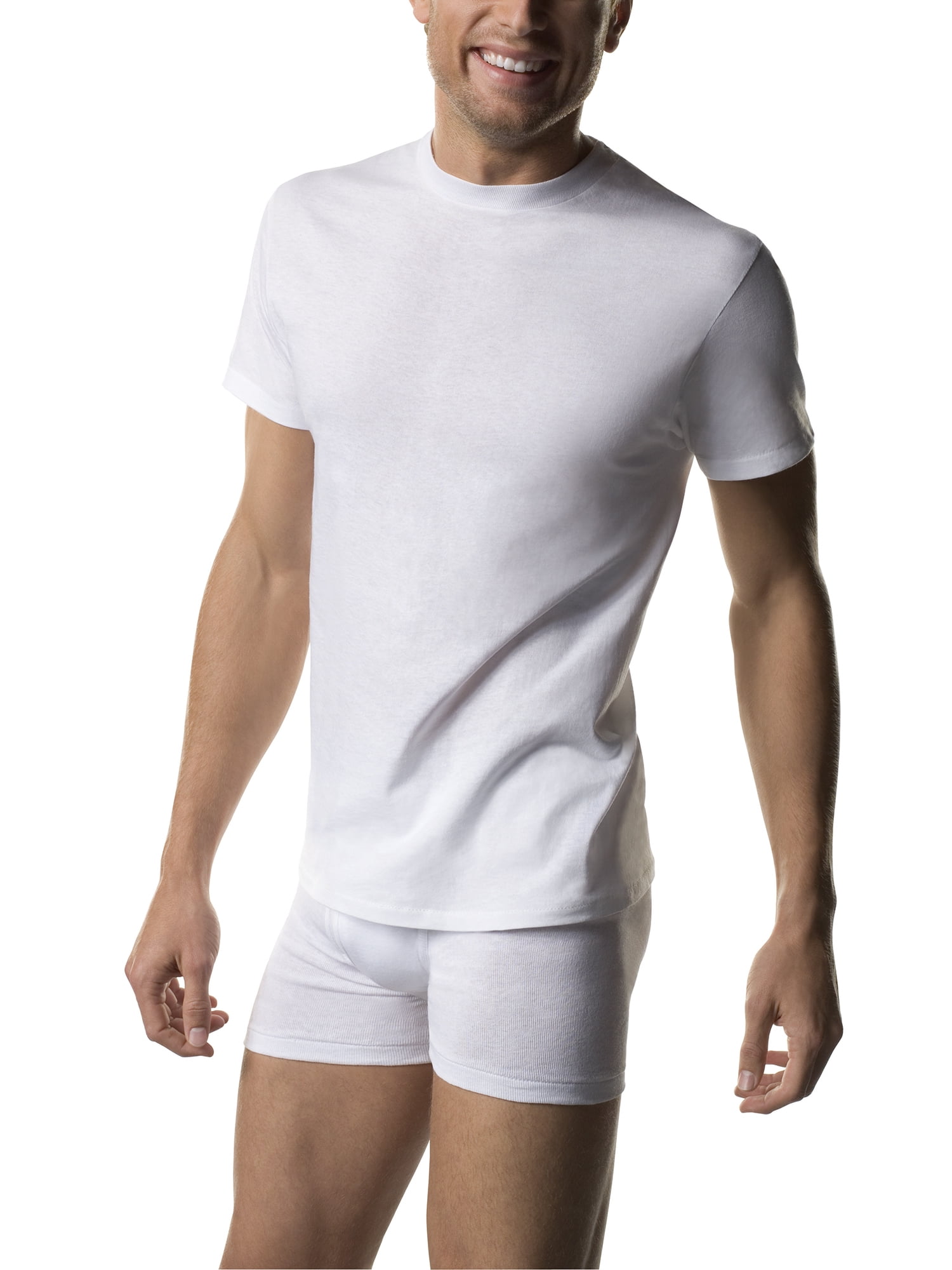 Hanes Men's Crewneck Undershirt Moisture-Wicking T-Shirt (White, L, 3 Pack) k4k4g