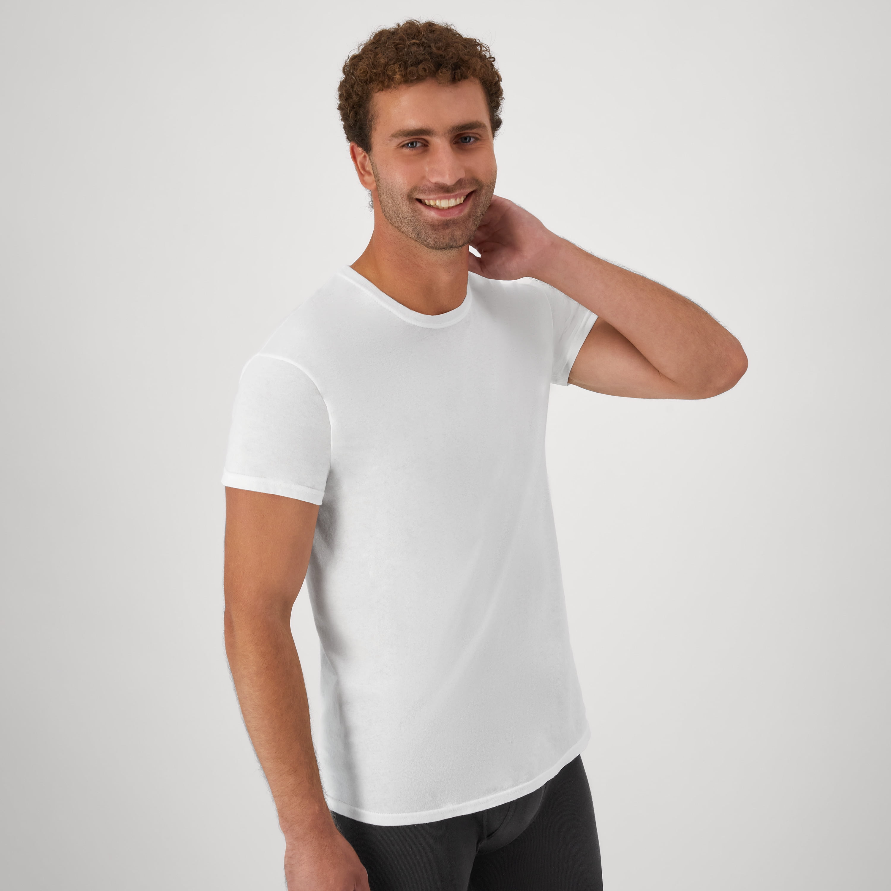 Hanes Men's Crewneck Undershirt Moisture-Wicking T-Shirt (White, L, 3 Pack) k4k4g