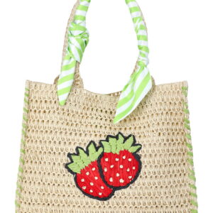 No Boundaries Women's Beach Icons Mini Straw Tote Bag (Natural, 10 in x 11.75 in x 6.25 in) jfxjg