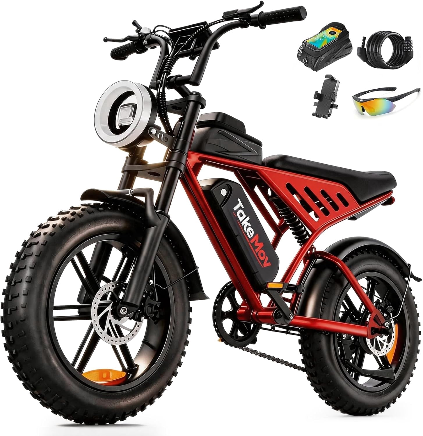 TakeMov Electric Mountain Bike, 2000W Peak Motor, Full Suspension Fat Tire E-Bike with NFC Unlock (Black, 20 in) h8gv4
