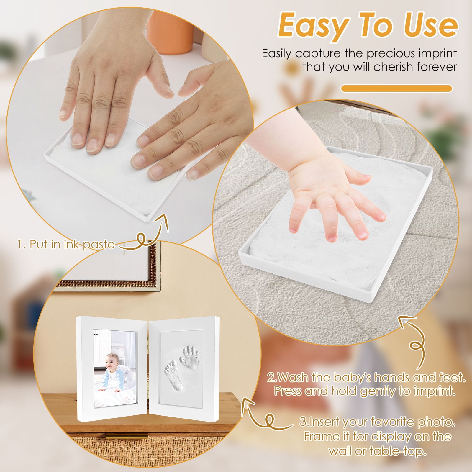 Keyohome Baby Handprint and Footprint Keepsake Frame Kit (White, 12 in x 9 in) qgz9j