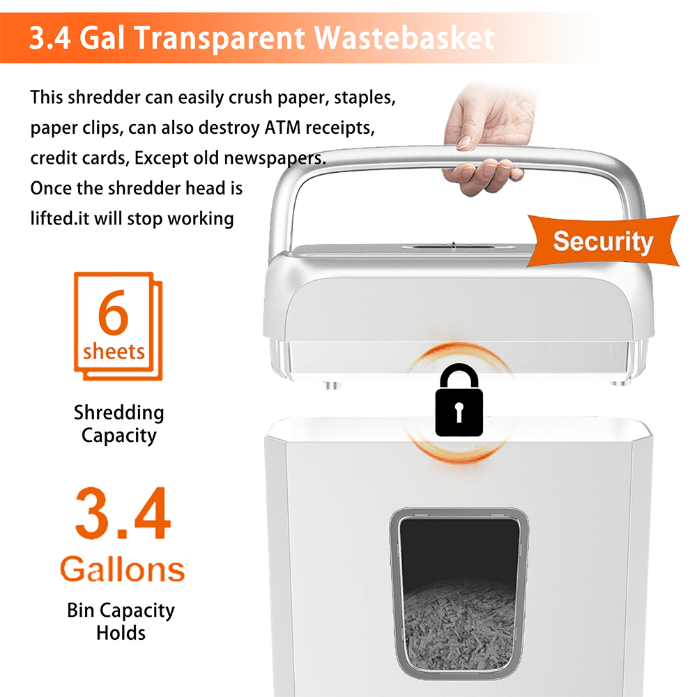 Bonsaii Crosscut Paper Shredder, High-Security P-4 Personal Document Destroyer (White, 3.4 Gallon) w5cwh