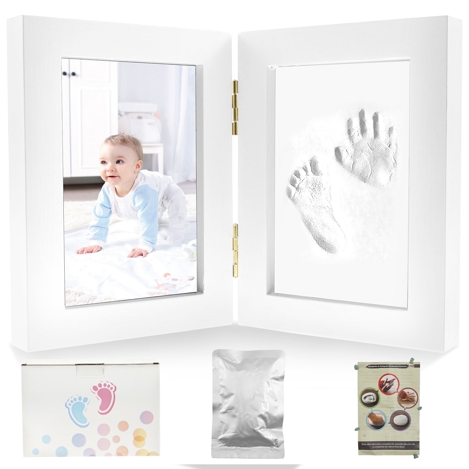 Keyohome Baby Handprint and Footprint Keepsake Frame Kit (White, 12 in x 9 in) qgz9j