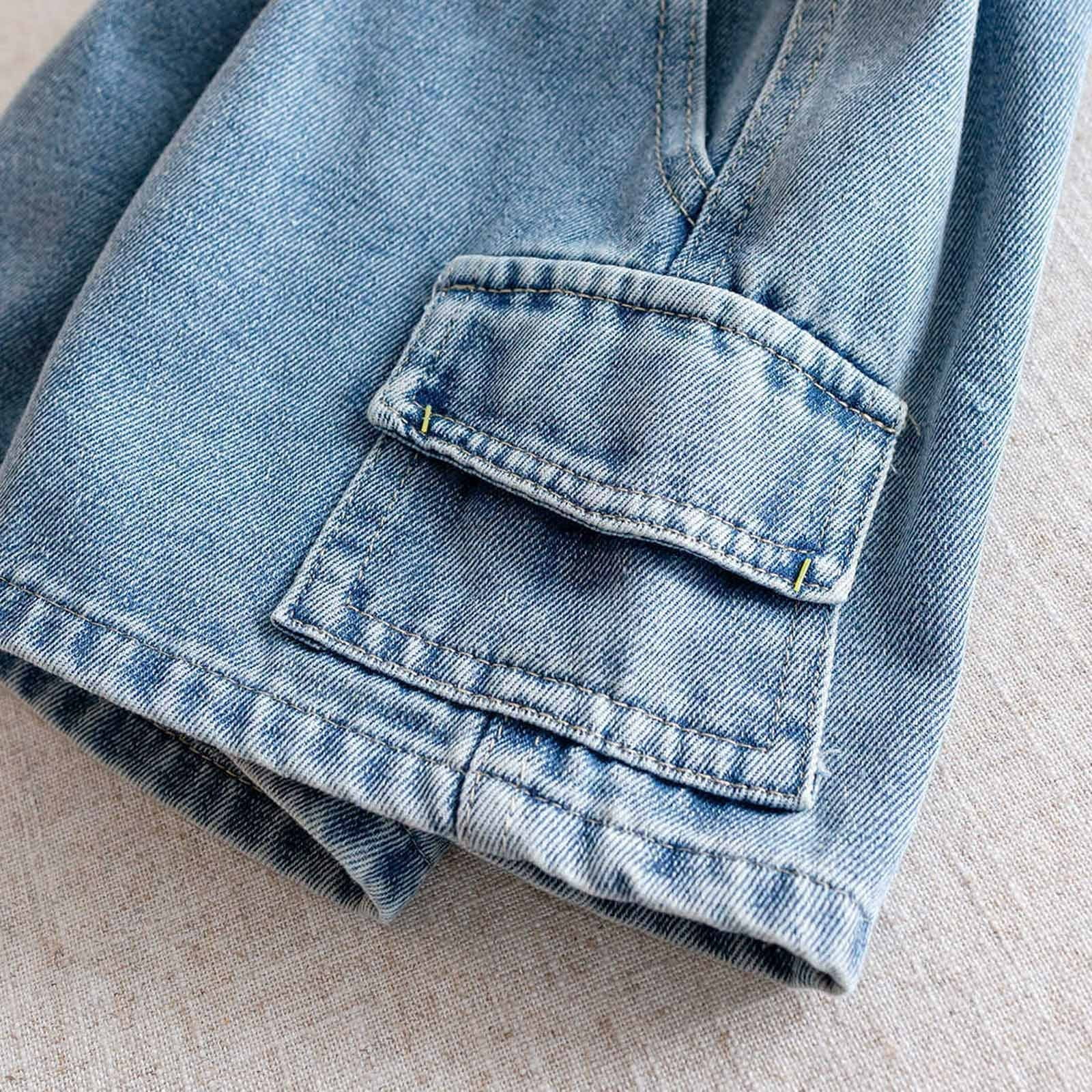 Generic Toddler Boys Denim Cargo Shorts Elastic Waist Drawstring Soft Jean Bottoms (Blue, 2T-12Y) 9w8dj